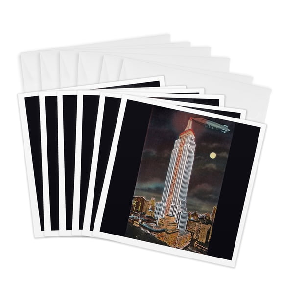 3drose, Skyscraper by Moonlight New York City, 6 Greeting Cards with Envelopes
