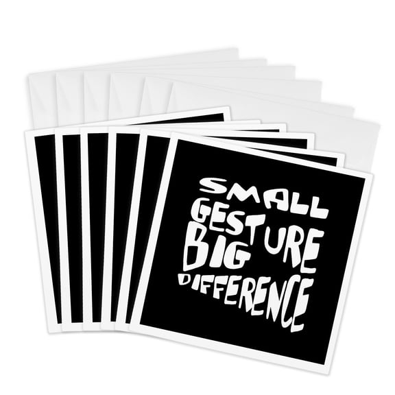 3drose, Small Gesture Big Difference Kindness Quote, 6 Greeting Cards with Envelopes