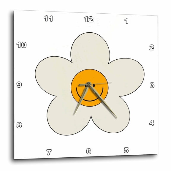 3drose, Smiling and Cute Daisy Flower, 10x10 Wall Clock