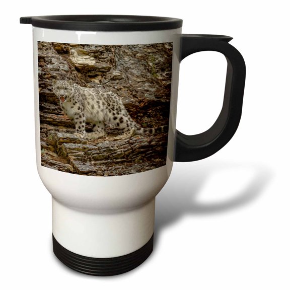 3drose, Snow Leopard, Threatened Species, Native to Central and South Asia, 14oz Stainless Steel Travel Mug