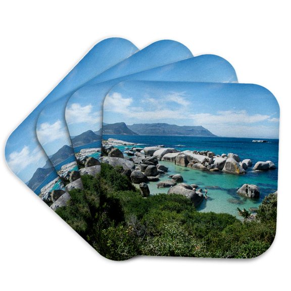 3drose, South Africa, Cape Town, Simons Town, Boulders Beach, Set of 4 Coasters - Soft