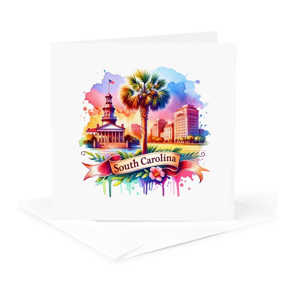 3drose, South Carolina State. Usa. Landmarks and Colorful Landscapes. Gift, 1 Greeting Card with Envelope