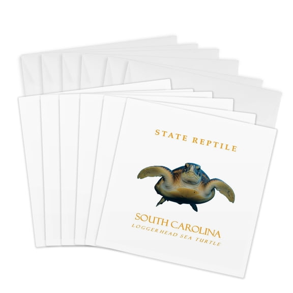 3drose, South Carolina Territory Reptile the Sea Turtle, 6 Greeting Cards with Envelopes