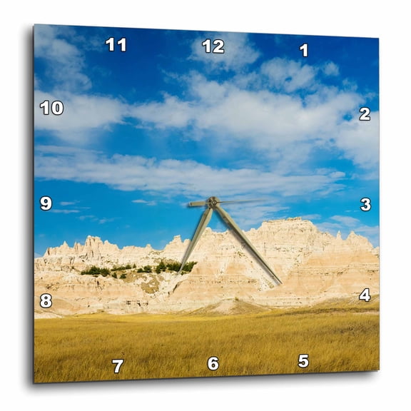 3drose, South Dakota, Badlands National Park. Prairie and Rock Formations, 10x10 Wall Clock