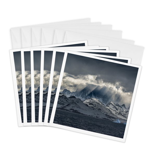 3drose, South Georgia Island. Mountainous and Glaciated Landscape., 6 Greeting Cards with Envelopes
