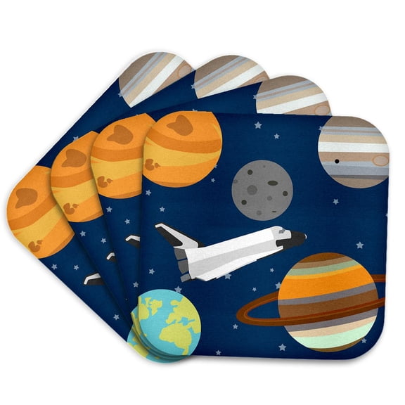 3drose, Space Shuttle and Planets, Set of 4 Coasters - Soft