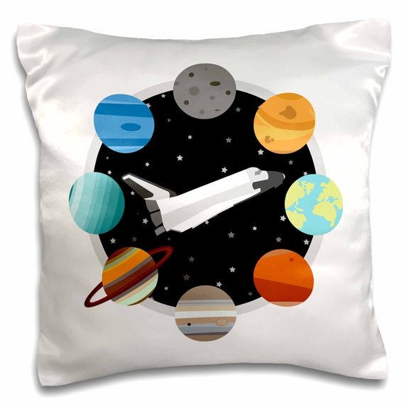 3drose, Space Shuttle and Solar System, 16x16 inch Pillow Case
