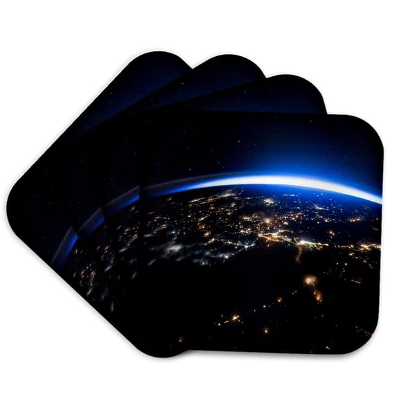 3drose, Space View Earth Horizon Science, Set of 4 Coasters - Soft