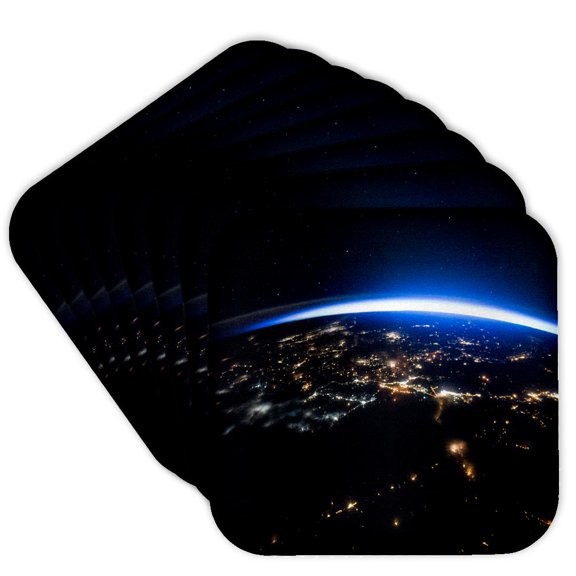 3drose, Space View Earth Horizon Science, Set of 8 Coasters - Soft