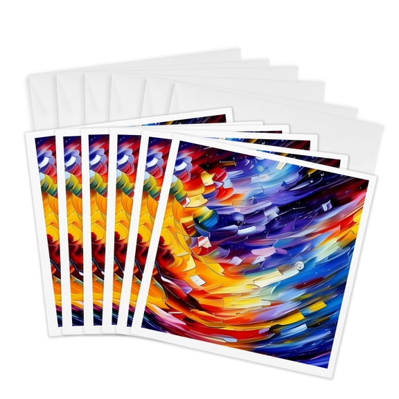 3drose, Space Wind Abstract Art Colorful Digital Painting, Cool Modern Gift, 6 Greeting Cards with Envelopes