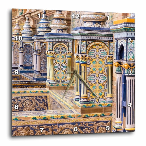 3drose, Spain, Andalusia, Seville. Plaza De Espana., 15x15 Wall Clock