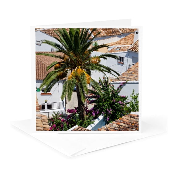3drose, Spain, Andalusia, Zahara. Rooftops in the Andalusian White Village., 1 Greeting Card with Envelope