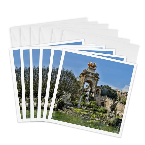 3drose, Spain, Barcelona. Ciutadella Park., 6 Greeting Cards with Envelopes