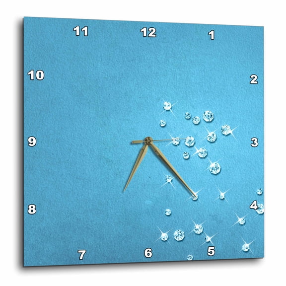 3drose, Sparkling Rhinestones on Blue Texture, 15x15 Wall Clock