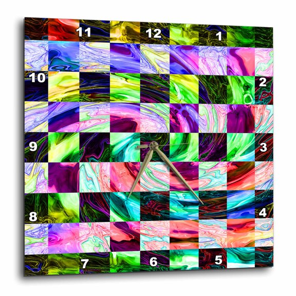 3drose, Spectral Glass Features Colorful Stylized Glassy Grid Pattern of an Abstract Hurricane, 15x15 Wall Clock