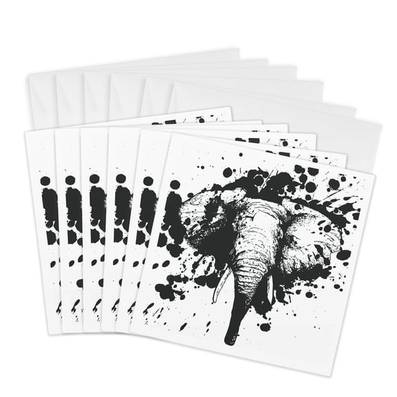 3drose, Splash Elephant, 6 Greeting Cards with Envelopes