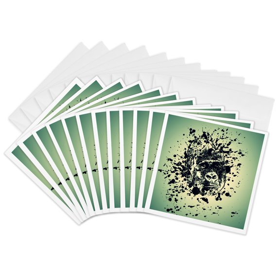 3drose, Splashing Monkey, 12 Greeting Cards with Envelopes
