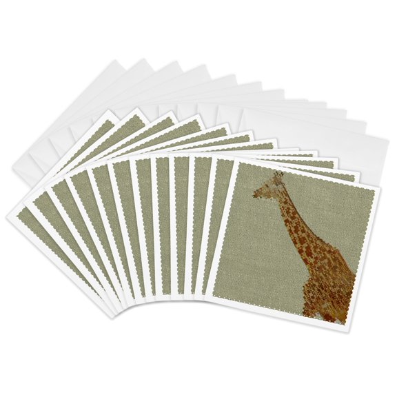 3drose, Sprial Giraffe- Animals- Nature Art, 12 Greeting Cards with Envelopes