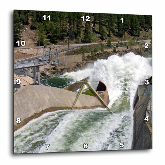 3drose, Spring Runoff, Cascade Dam, Payette River, Idaho - Us13 Dfr1107 - David R. Frazier, 15x15 Wall Clock