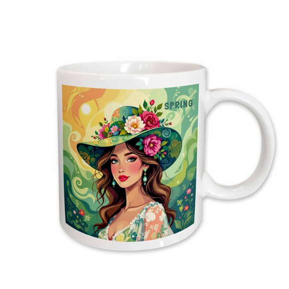 3drose, Spring Woman. Four Season Series. Charming Art. Colorful Gift, Charm, 11oz Mug