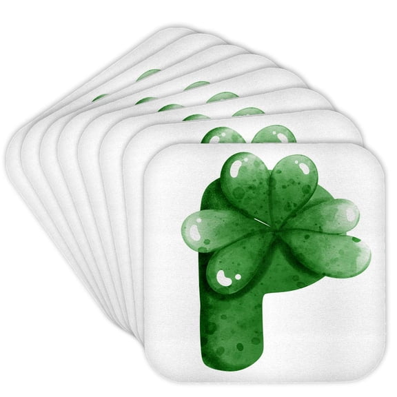 3drose, St Patricks Sweets Monogram Initial P, Set of 8 Coasters - Cork