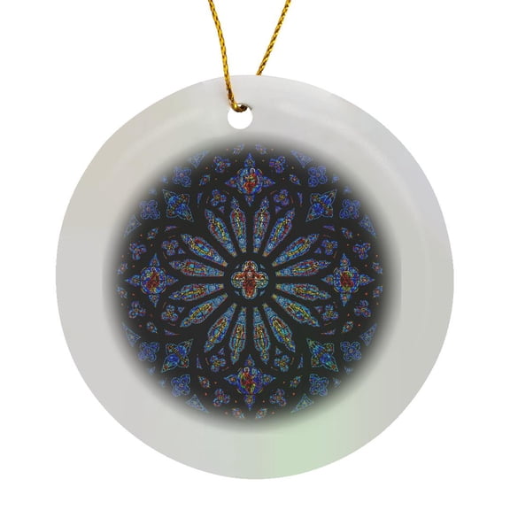 3drose, Stained Glass Rose Window Cathedral, Circle Porcelain Ornament