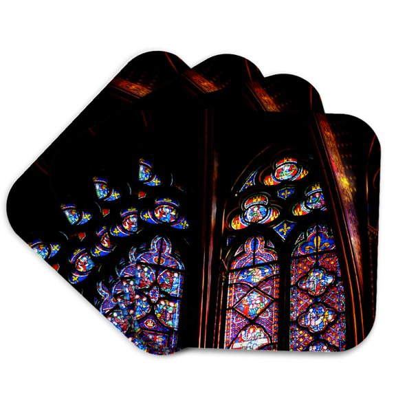 3drose, Stained Glass in La Sainte-chapelle, Paris, Set of 4 Coasters - Soft