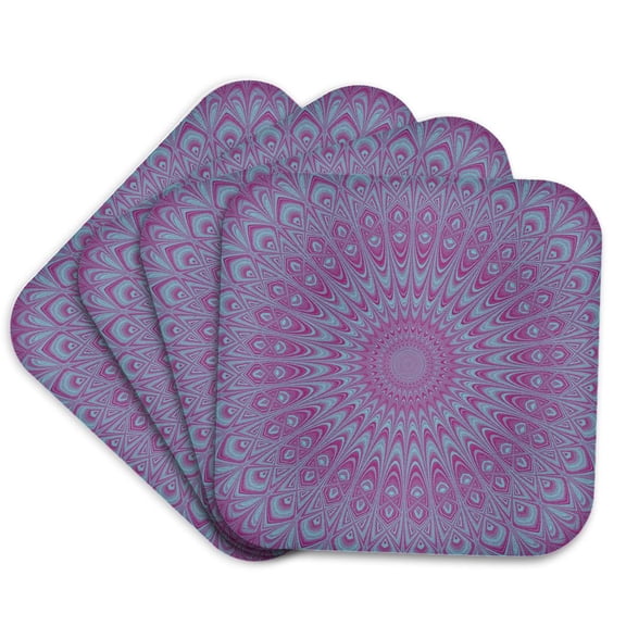 3drose, Star Grid Mandala - Abstract Graphic Design, Set of 4 Coasters - Soft