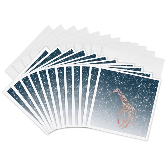 3drose, Starry Giraffe, 12 Greeting Cards with Envelopes