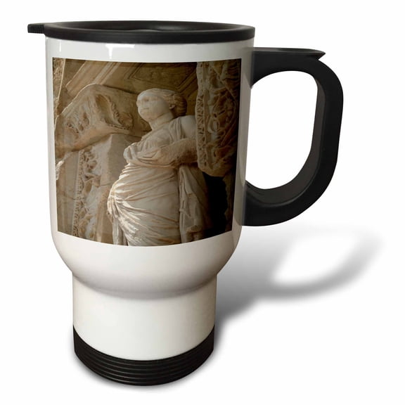 3drose, Statue - Sophia, Goddess, Wisdom, Celcus, Ephesus, Roman God, Ruins, Roman Mythology, 14oz Stainless Steel Travel Mug