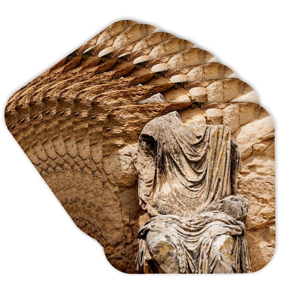 3drose, Statue of Marcus Aurelius, Dougga Archaeological Site, Tunisia, Africa, Set of 8 Coasters - Cork