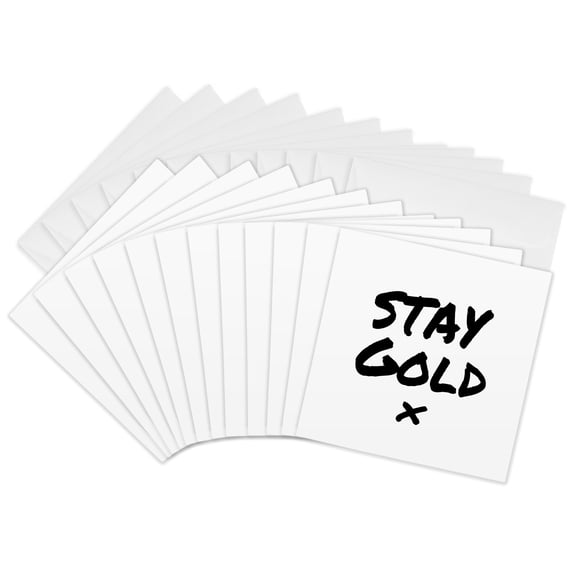 3drose, Stay Gold Quote Meaning Be Fresh, True to Yourself and Appreciate Life, 12 Greeting Cards with Envelopes