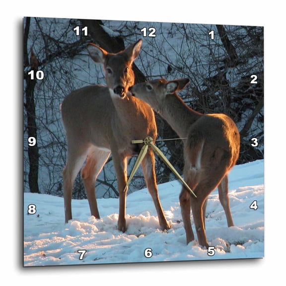 3drose, Stealing a Kiss, Deer Kissing, 15x15 Wall Clock