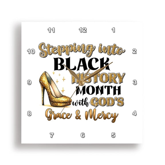 3drose, Stepping into Black History Month with Gods Grace and Mercy Gift, 13x13 Wall Clock