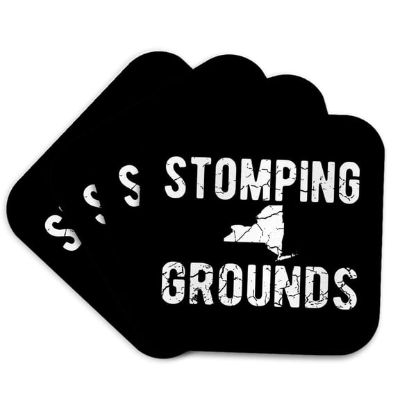 3drose, Stomping Grounds. Cracked White Lettering and New York on Black., Set of 4 Coasters - Soft