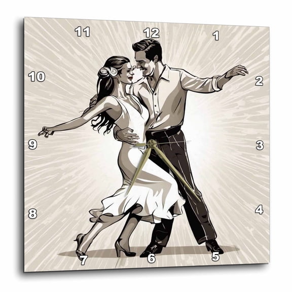 3drose, Strictly Salsa Couple Dancing with Pazazz, 10x10 Wall Clock
