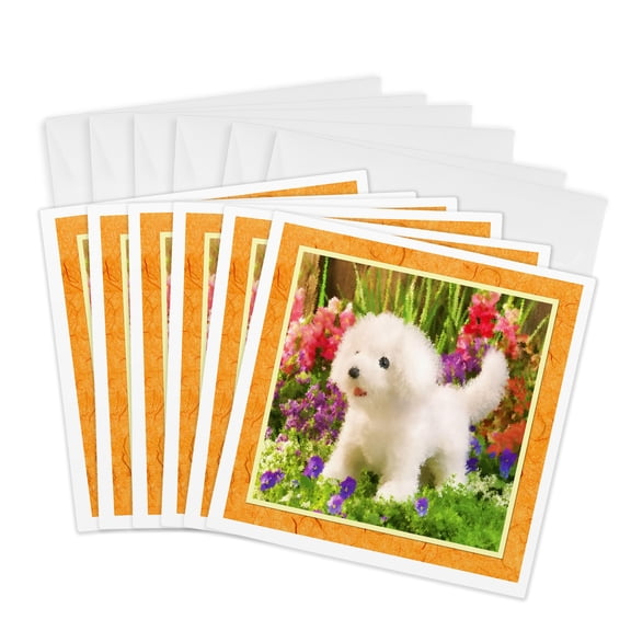 3drose, Stuffed Puppy, 6 Greeting Cards with Envelopes