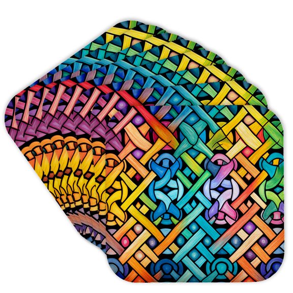 3drose, Stunning Colorful Traditional Celtic Pattern, Decorative Artsy Gift, Set of 8 Coasters - Cork