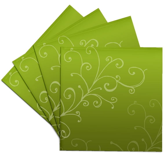 3drose, Stylish Swirl Green, Set of 4 Ceramic Tile Coasters