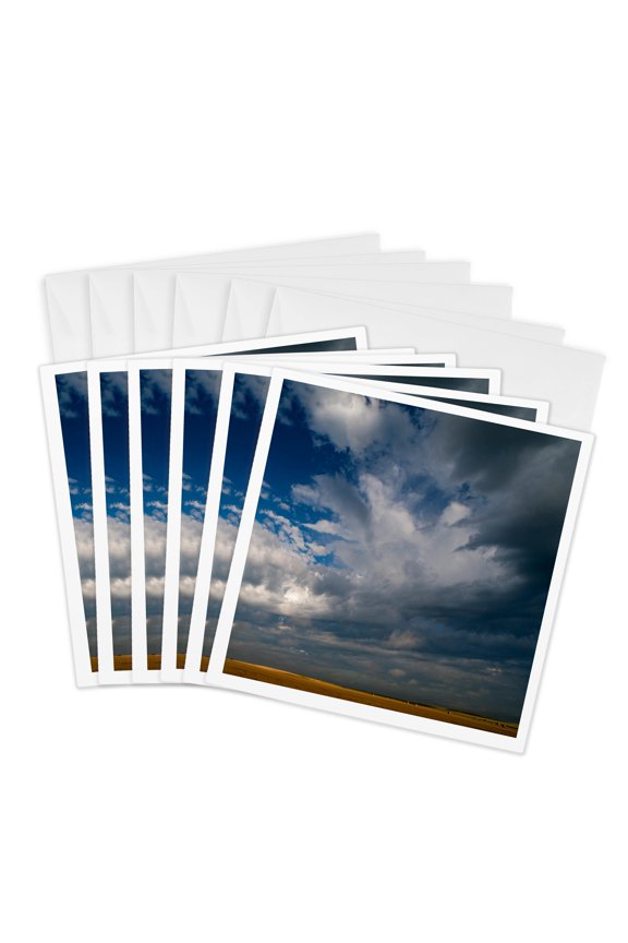 , Summer Morning Cloud Formations over Wheat Fields, South Dakota, 6 Greeting Cards with Envelopes