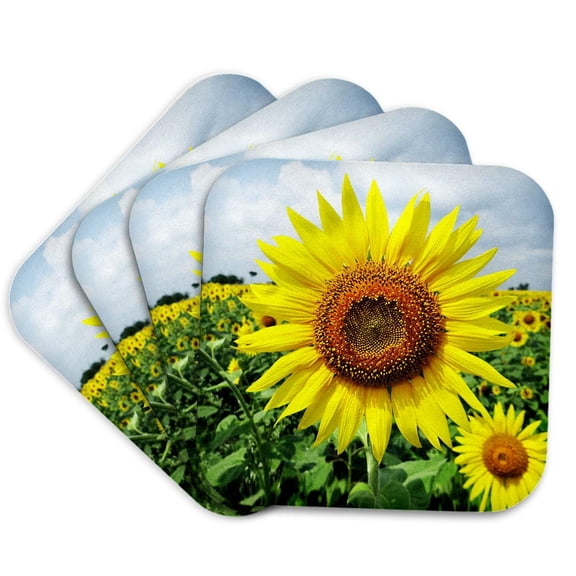3drose, Sunflower. Yellow. Popular Flower., Set of 4 Coasters - Soft