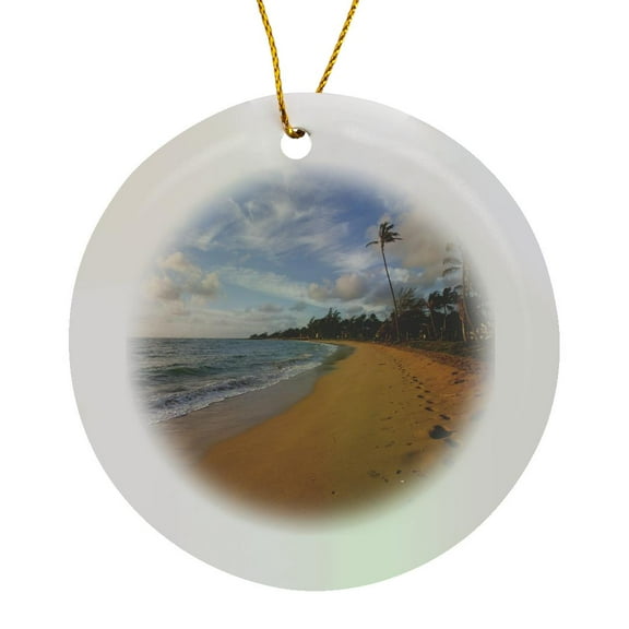 3drose, Sunrise, Kapaa Beach Park, Kauai, Hawaii - Us12 Dpb2071 - Douglas Peebles, Circle Porcelain Ornament