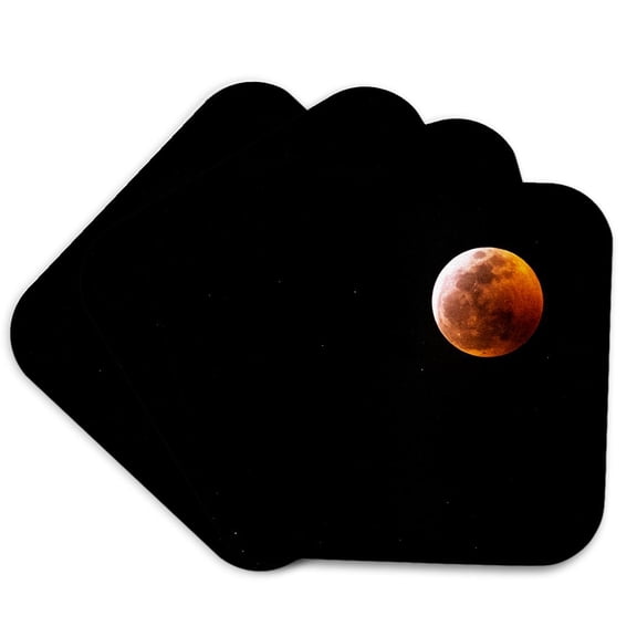 3drose, Super Blood Moon and Lunar Eclipse January 20, 2019., Set of 4 Coasters - Soft