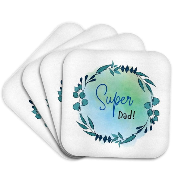 3drose, Super Dad Cute Typography Design, Set of 4 Coasters - Soft