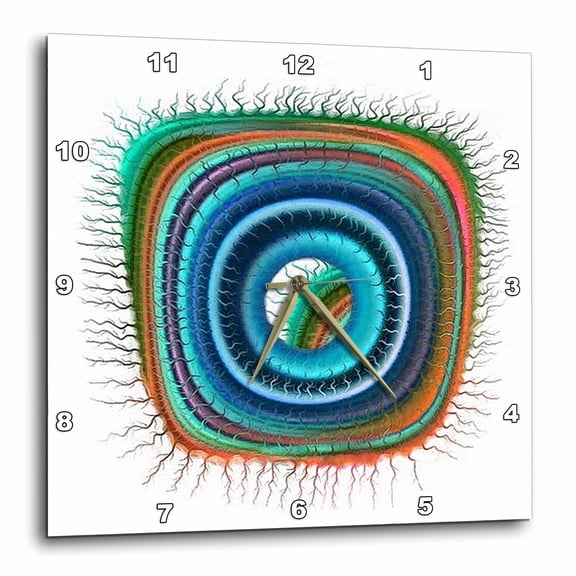 3drose, Surreal Sci Fi Blue and Orange Eyeball Alien Floating on a White Background, 10x10 Wall Clock