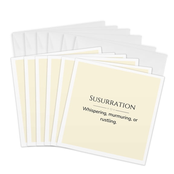 3drose, Susurration and Its Meaning Typography, 6 Greeting Cards with Envelopes