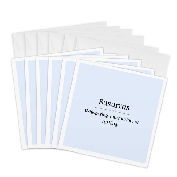3drose, Susurrus and Its Meaning Typography, 6 Greeting Cards with Envelopes