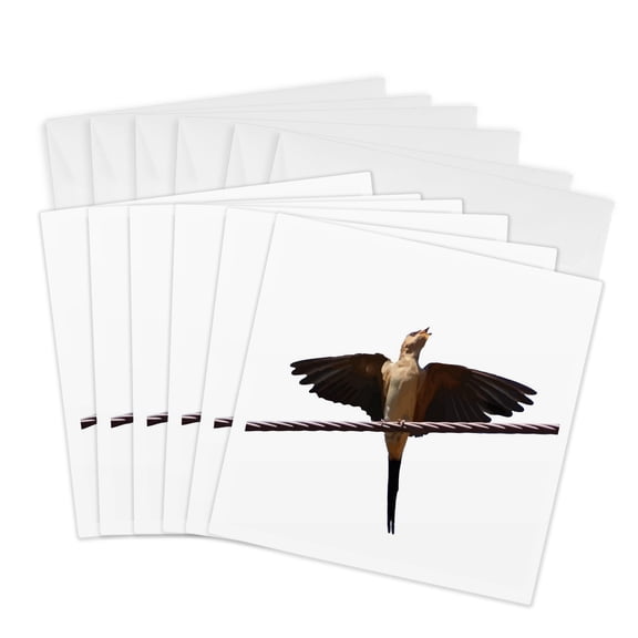3drose, Swallow Bird Singing with Wıngs Outstretched Cut Out, 6 Greeting Cards with Envelopes