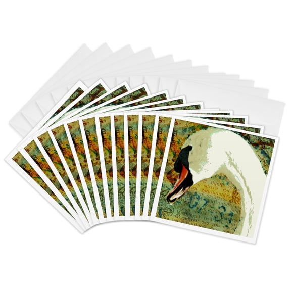 3drose, Swan Digital Art by Angelandspot, 12 Greeting Cards with Envelopes