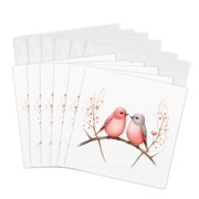 3drose, Sweet Love Birds Illustration, 6 Greeting Cards with Envelopes